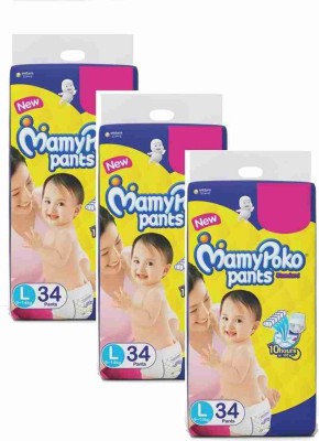 MamyPoko STANDARD PANT STYLE LARGE SIZE DIAPER - L 34 x 3 Set (Total 102 count) - L(102 Pieces)