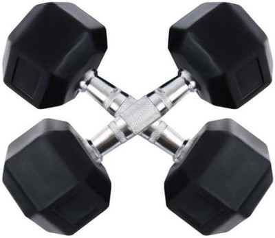 LCARNO Home Gym Exercise 2.5 Kg X 2 (Total 5 Kg) Training Fitness Hex Rubber (Pair) Fixed Weight Dumbbell(5 kg)