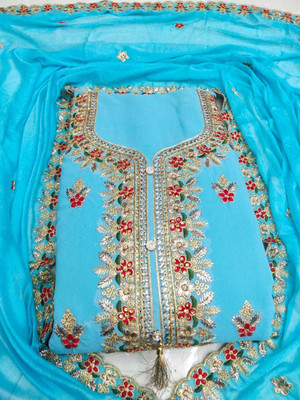 sarvopar fab Georgette Embroidered Salwar Suit Material