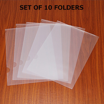 KAIZEN Polyprophyene A4 L Shape Folder(Set Of 10, Transparent)