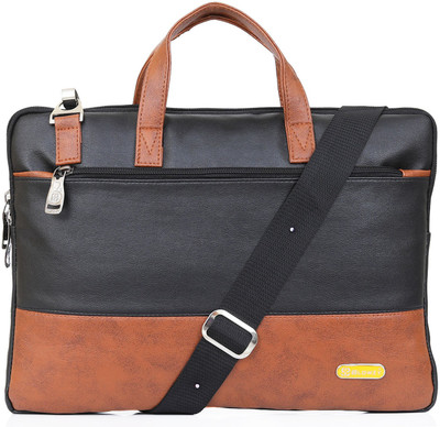 Blowzy Bags Laptop Messenger Sling Office Bag 14 inch Waterproof Messenger Bag(Black, Tan, 20 L)