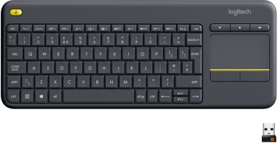 Logitech K400+ with Touchpad, Connected to TV, Customizable Multi-Media Keys Wireless Laptop Keyboard(Black)