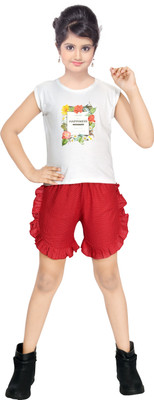 Samshil Fashion Girls Casual Top Pant(Multicolor)