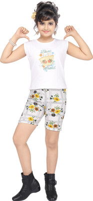 Samshil Fashion Girls Casual Top Pant(Multicolor)