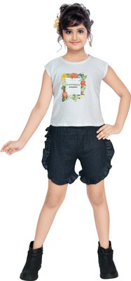 Samshil Fashion Girls Casual Top Pant(Multicolor)