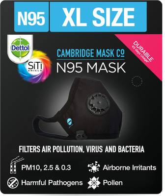 Dettol Anti Virus N95 mask Cambridge 95BXL  (Black, L, Pack of 1)
