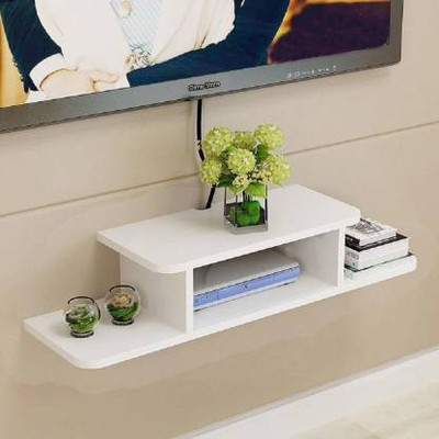 Yannik Retail TV Entertainment Unit Set Top Box Stand Wall Mounted Shelf Racks for Home Living Room Floating Shelves for Bedroom (Red) MDF (Medium Density Fiber) White MDF (Medium Density Fiber) Wall Shelf(Number of Shelves - 4, White)