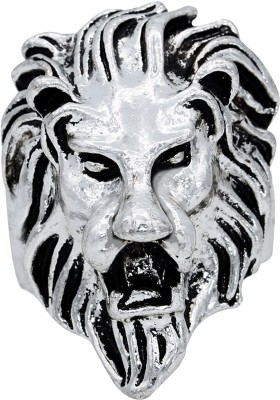 Zumrut Stainless Steel Roaring Lion Head Face Design Fashion Finger Ring Bikers Ring Punk Rock Gothic Ring for Mens/Boys Stainless Steel Silver Plated Ring