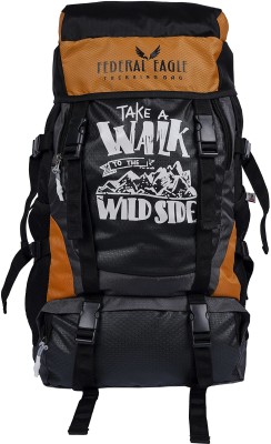 Iconic Federal Eagle Stylish Rucksack Bag 55L/Travelling Bag/Mountain Bag/Polyester Trekking Bag/Hiking Backpack/Multipurpose Bag/Heavy Quality Zippers & Sliders Rucksack  - 55 L(Yellow, Black)