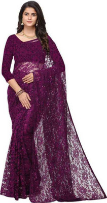 UNICK Self Design Bollywood Net Saree(Magenta)