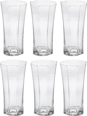 Somil (Pack of 6) Stylish Shape Self Designer Multipurpose 8 Piece Glass Set Of 6 Glass Set Water/Juice Glass(280 ml, Glass, Clear)