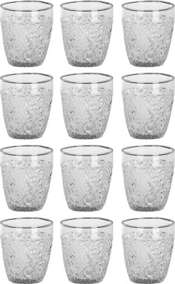 Somil (Pack of 12) Stylish Shape Self Designer Multipurpose Glass Design No-Q05 Set Of 12 Glass Set Water/Juice Glass(250 ml, Glass, Clear)
