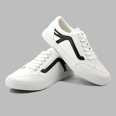 Cipramo Street Smart Old Skool Canvas Shoes For Men(White , 9)
