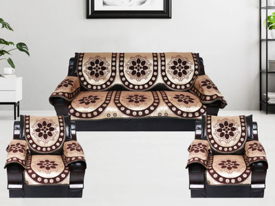 GANPATI HANDIFABS Polycotton Polka 3+1+1 Seater Sofa Cover(Brown Pack of 6)