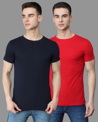 CUTEXT FASHION Solid Men Round Neck Red, Blue T-Shirt