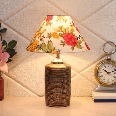 foziq Multicolour Shade Table Lamp With Antique Base Table Lamp(38 cm, Multicolor)