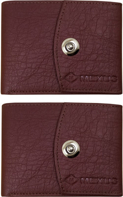 MEXUS Men Casual Brown Artificial Leather Wallet(6 Card Slots, Pack of 2)