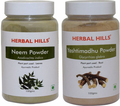 Herbal Hills Neem patra and Yashtimadhu Powder - 100 gms each(Pack of 2, 200 g)