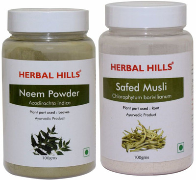 Herbal Hills Neem patra and Safed Musli Powder - 100 gms each(Pack of 2, 200 g)