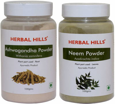 Herbal Hills Ashwagandha and Neem patra Powder - 100 gms each(Pack of 2, 200 g)