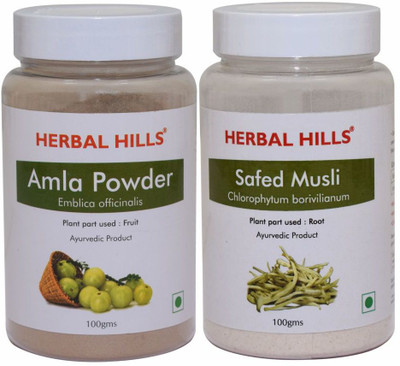 Herbal Hills Amla and Safed Musli Powder - 100 gms each(Pack of 2, 200 g)