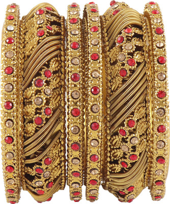 Zulka Get Your Traditions Metal Bangle Set(Pack of 6)