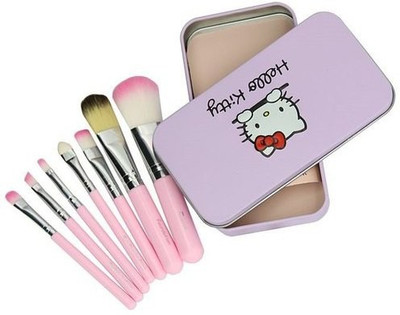 Shapely 7 Pcs Professional Pink Hello Kitty Soft Makeup Brush Set with Box (Pack of 7)(Pack of 7)