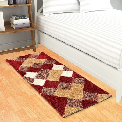 MY HOME Red Polyester Runner(2 ft,  X 5 ft, Rectangle)