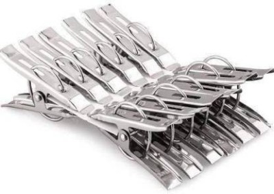 chapo Stainless Steel Cloth Hanging Pins , Cloth Drying Clips (Pack of 12) Stainless Steel Cloth Clips(Silver Pack of 12)