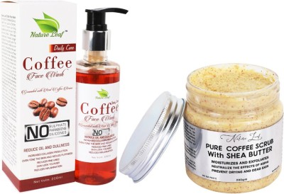 nature leaf Combo of Daily Care Coffee Face Wash ( 200 ml ) and Pure Coffee Scrub With Shea Butter ( 200 gm)(2 Items in the set)