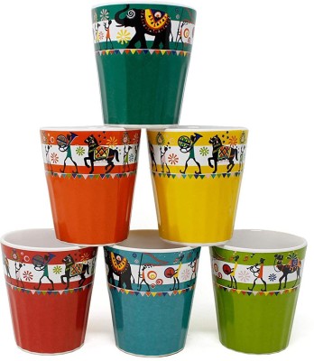 raincart Pack of 6 Ceramic Rajasthani Print Latest design Ceramic Tumbler Pack of 6(Multicolor, Cup Set)