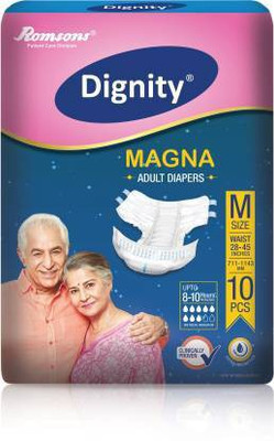 Romsons DIGNITY MAGMA ADULT DIAPER - M WAIST SIZE 28”- 45” (PACK OF 1) Adult Diapers - M(10 Pieces)
