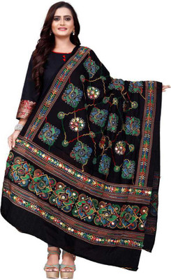Nama Fashion Cotton Blend Embroidered Women Dupatta