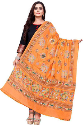 Nama Fashion Cotton Blend Embroidered, Embellished Women Dupatta