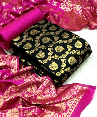 FABDEAL Cotton Silk Self Design Salwar Suit Material