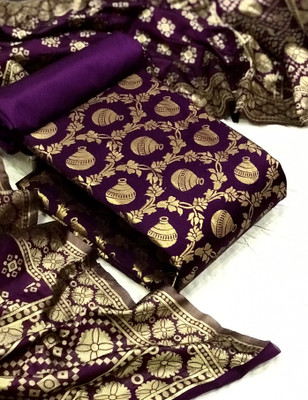 FABDEAL Cotton Silk Self Design Salwar Suit Material