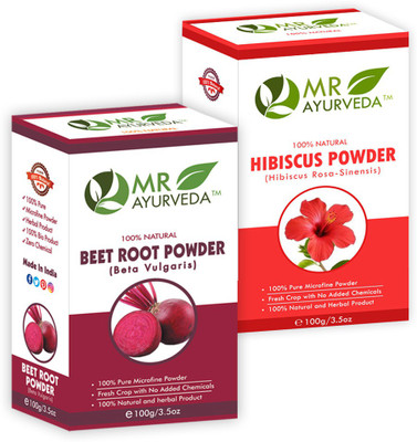 MR Ayurveda BeetRoot Powder & Hibiscus Powder - Combo Pack(200 g)