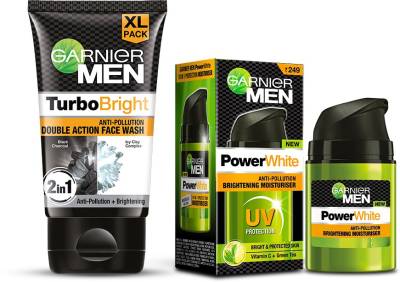 GARNIER Men Brightening Combo|Turbo Bright Facewash, 150 gm + Power White Moisturiser, 50 gm (Pack of 2 Prodcuts) Face Wash  (200 g)