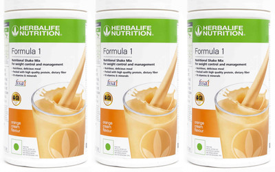 Herbalife Nutrition Formula 1 Nutritional Shake Orange Flavor 500g ( Pack Of 3 ) Plant-Based Protein(500 g, 500 g, 500 g, ORANGE)