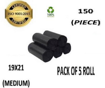Vruta 150 pcs of Black Garbage Bag 19*21 (Medium) Medium 13L L Garbage Bag  Pack Of 150(150Bag )
