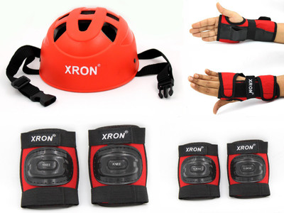 XRON Protective Set Skating and Cycling For 3 To 7 Yr Old Skating Guard Combo(Red)