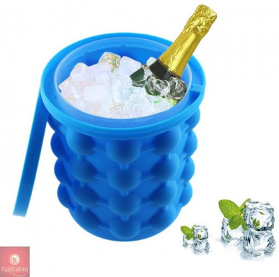 HANSHRATN SALES 2 L Silicone 0165-Silicone Ice Cube Maker Ice Bucket(Blue)
