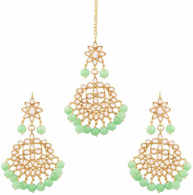 ZENEME Brass Gold, Green Jewellery Set(Pack of 1)