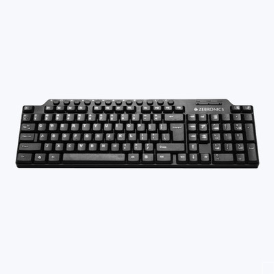 ZEBRONICS ZEB-KM-2100 Wired USB Standard Desktop Keyboard Compatible with Desktop, Laptop, Mac stand support,multimedia_keys,KM-2100(Black)