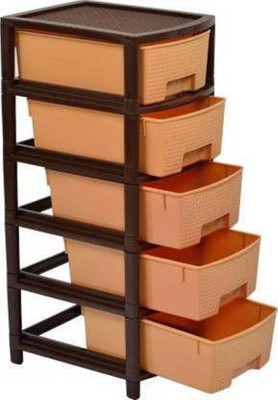 PRAGATI SALES Utensil Kitchen Rack Plastic Multipurpose 5 Layer Standard Size (Brown) Drawer