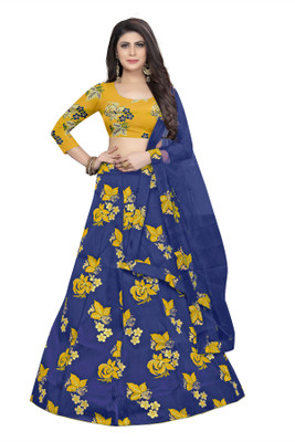 Gopinath Weaves Embroidered Semi Stitched Lehenga Choli(Yellow)