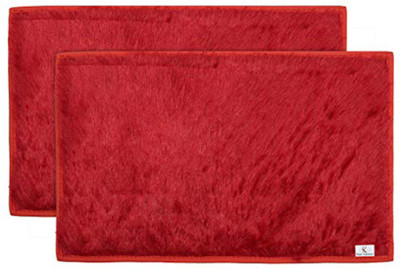 KUBER INDUSTRIES Microfiber Door Mat(Red, Medium, Pack of 2)