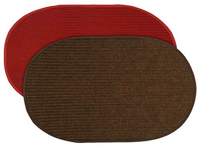 KUBER INDUSTRIES Microfiber Door Mat(Red, Brown, Medium, Pack of 2)