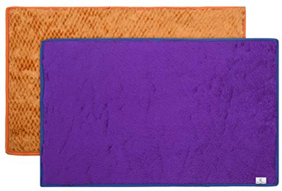 KUBER INDUSTRIES Microfiber Door Mat(Gold, Blue, Medium, Pack of 2)