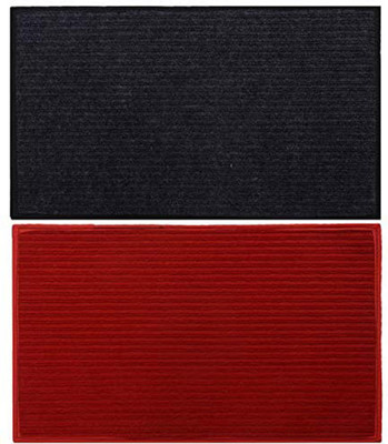 KUBER INDUSTRIES Microfiber Door Mat(Multicolor, Medium, Pack of 2)
